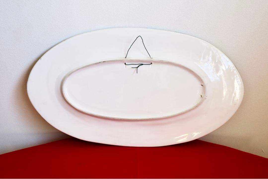 イタリア雑貨・大皿・飾皿【デルータ　マヨルカ焼き　高級絵皿　天使　オーバル皿】