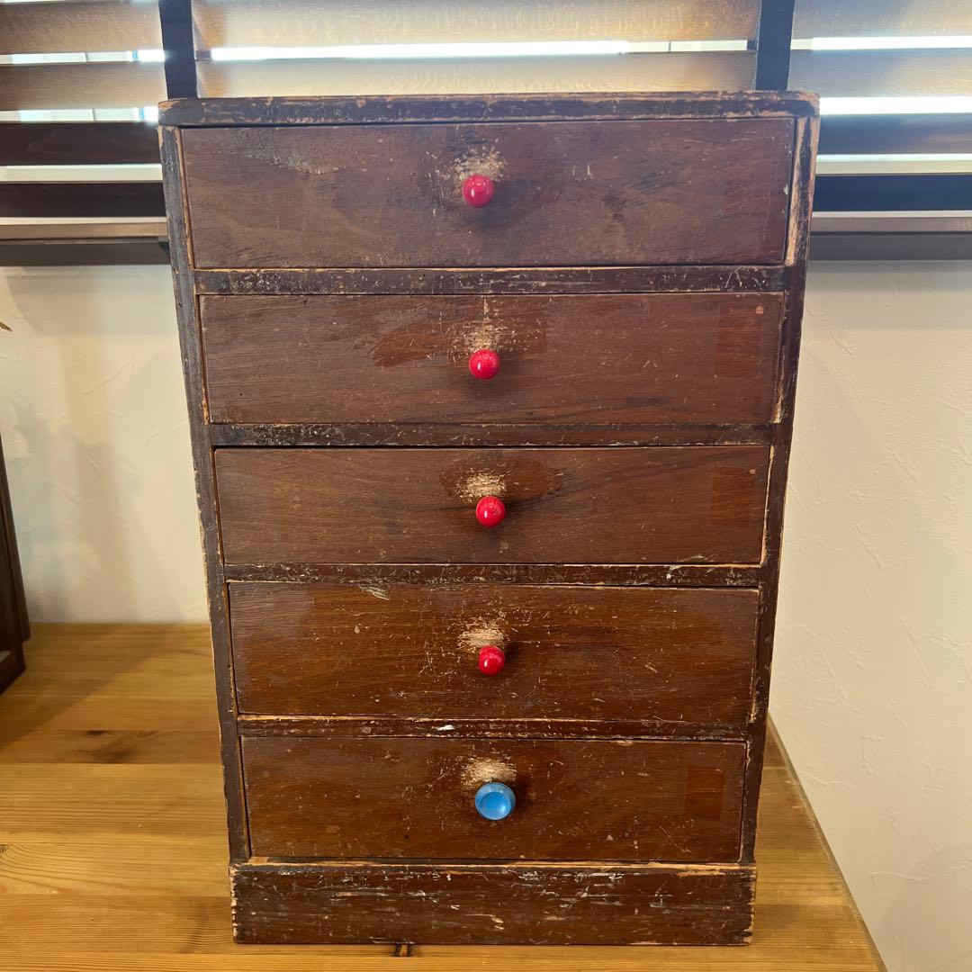 古道具　5段引出し　小引き出し　ヴィンテージ　アンティーク　ドロアー　昭和レトロ