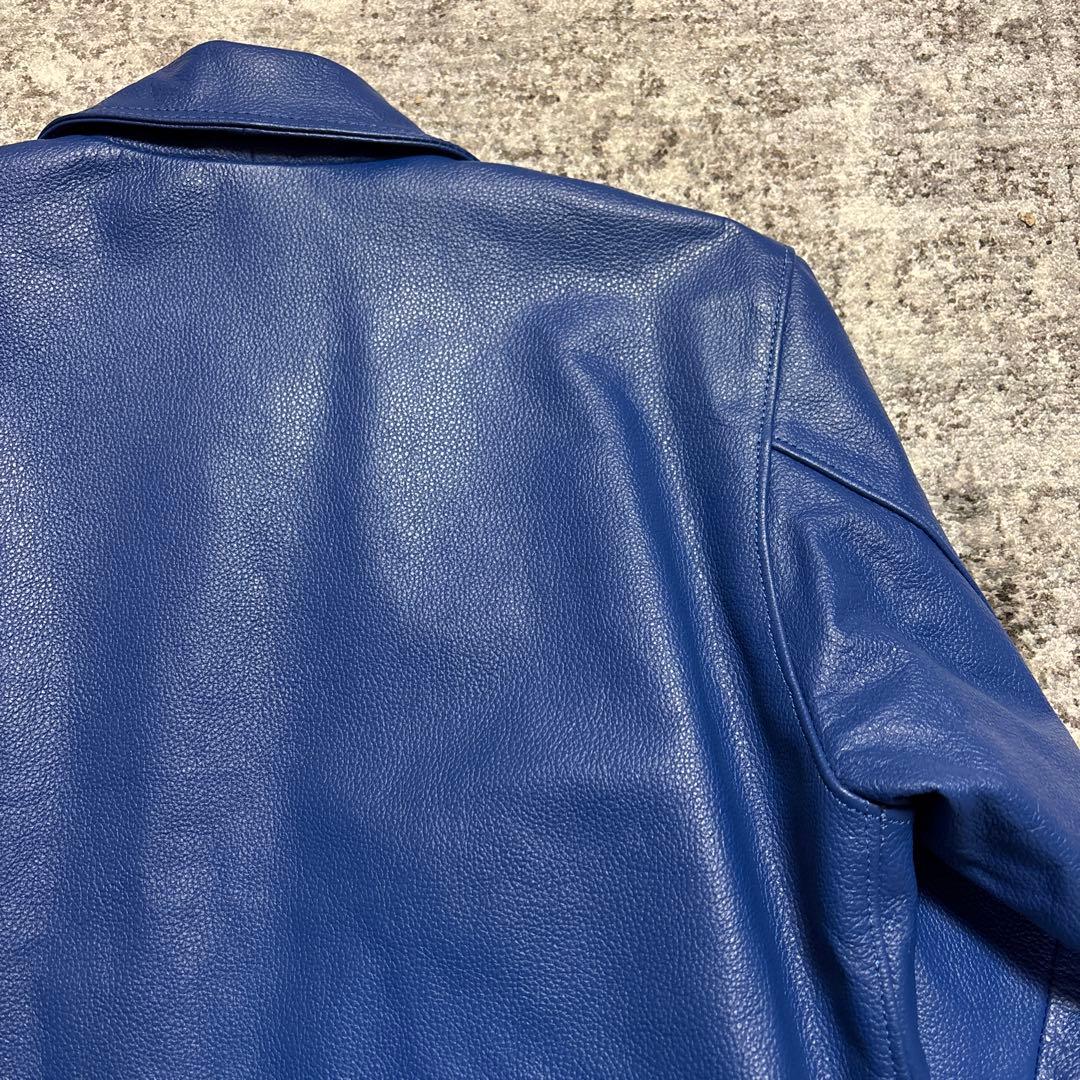 レザージャケット ライダース ドミネーター ロイヤルブルー 水牛革 サイズ44