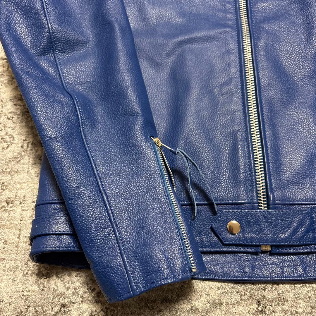 レザージャケット ライダース ドミネーター ロイヤルブルー 水牛革 サイズ44