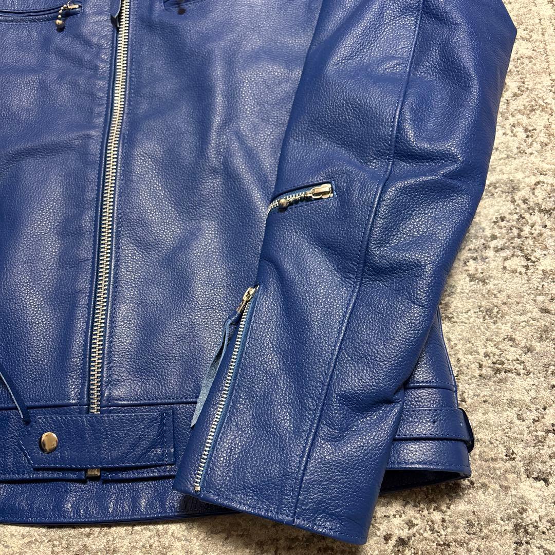 レザージャケット ライダース ドミネーター ロイヤルブルー 水牛革 サイズ44