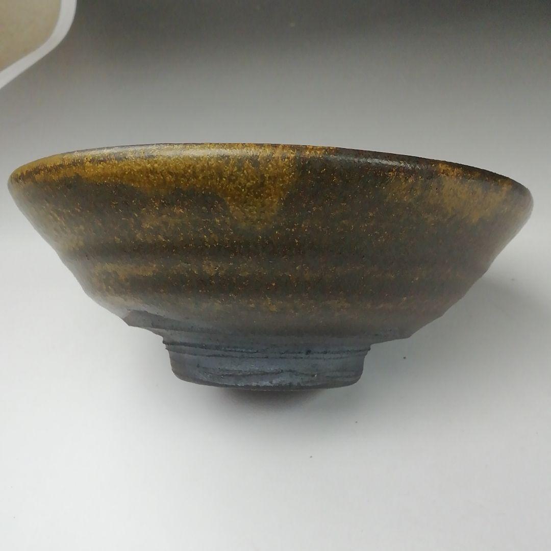 Ｔ３５５　茶碗　『笠間焼』『平茶碗』『河野章 作』　共箱　抹茶碗　茶道具