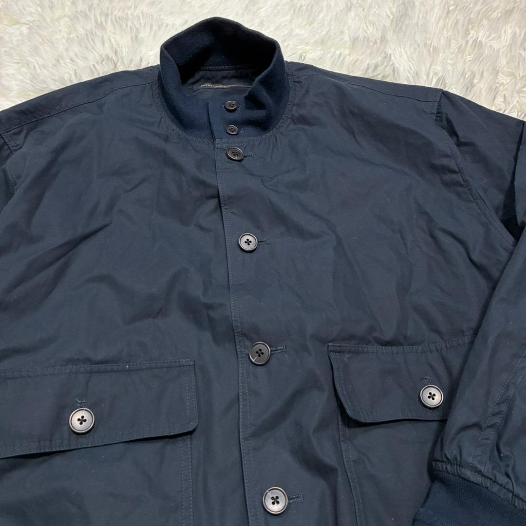 【美品】信濃屋 ジャケット ネイビー ジャケット 綿 リブ