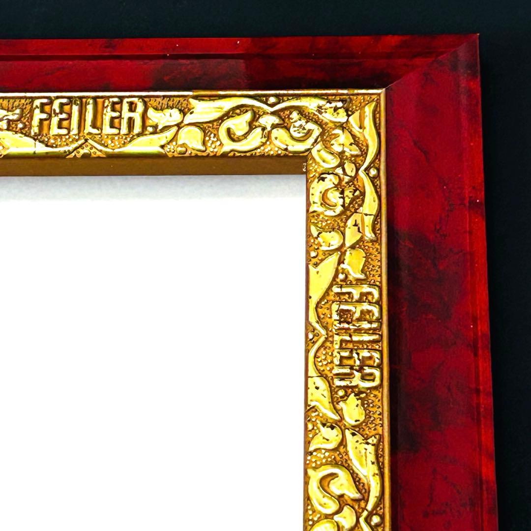 FEILER フェイラー 額縁 ハンカチ ゴールドフレーム　レトロ　レア