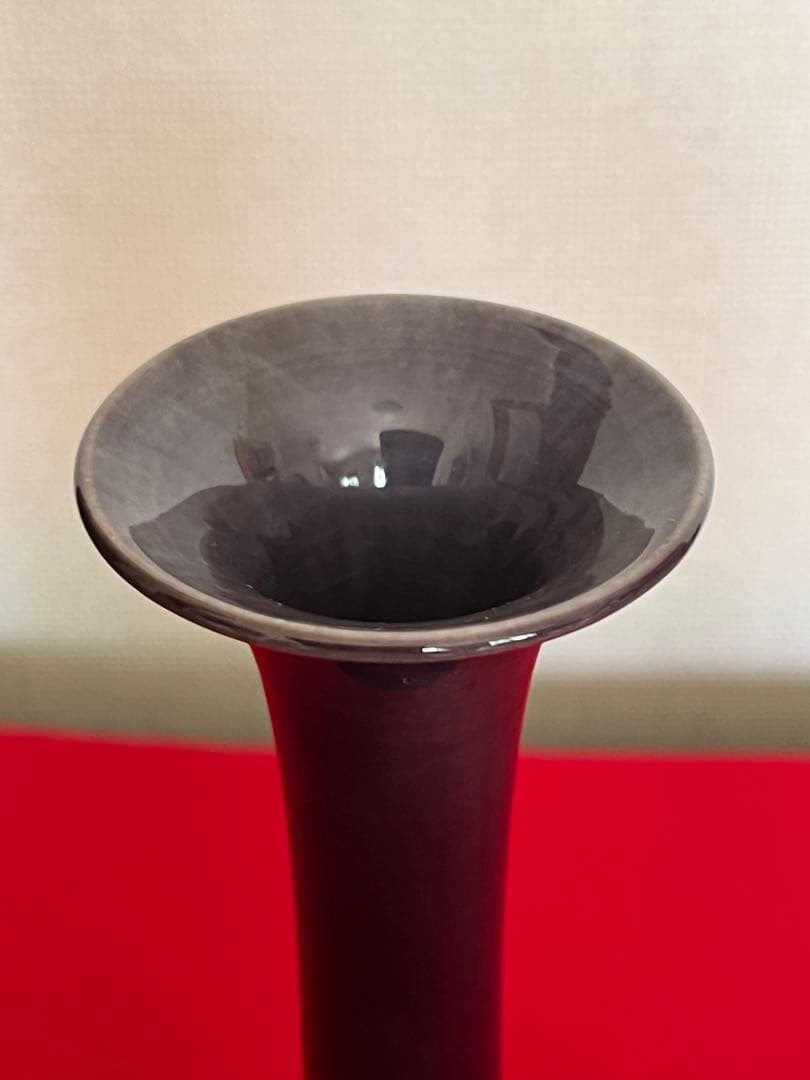 人間国宝 三代 徳田八十吉（正彦銘）深厚釉 花生 高さ約26.3㎝ T280