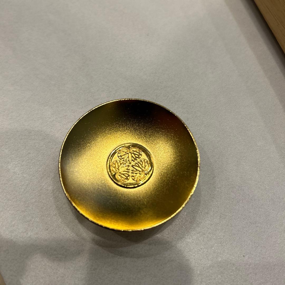 24k 金製小皿 日光東照宮　延命長寿　木箱付き