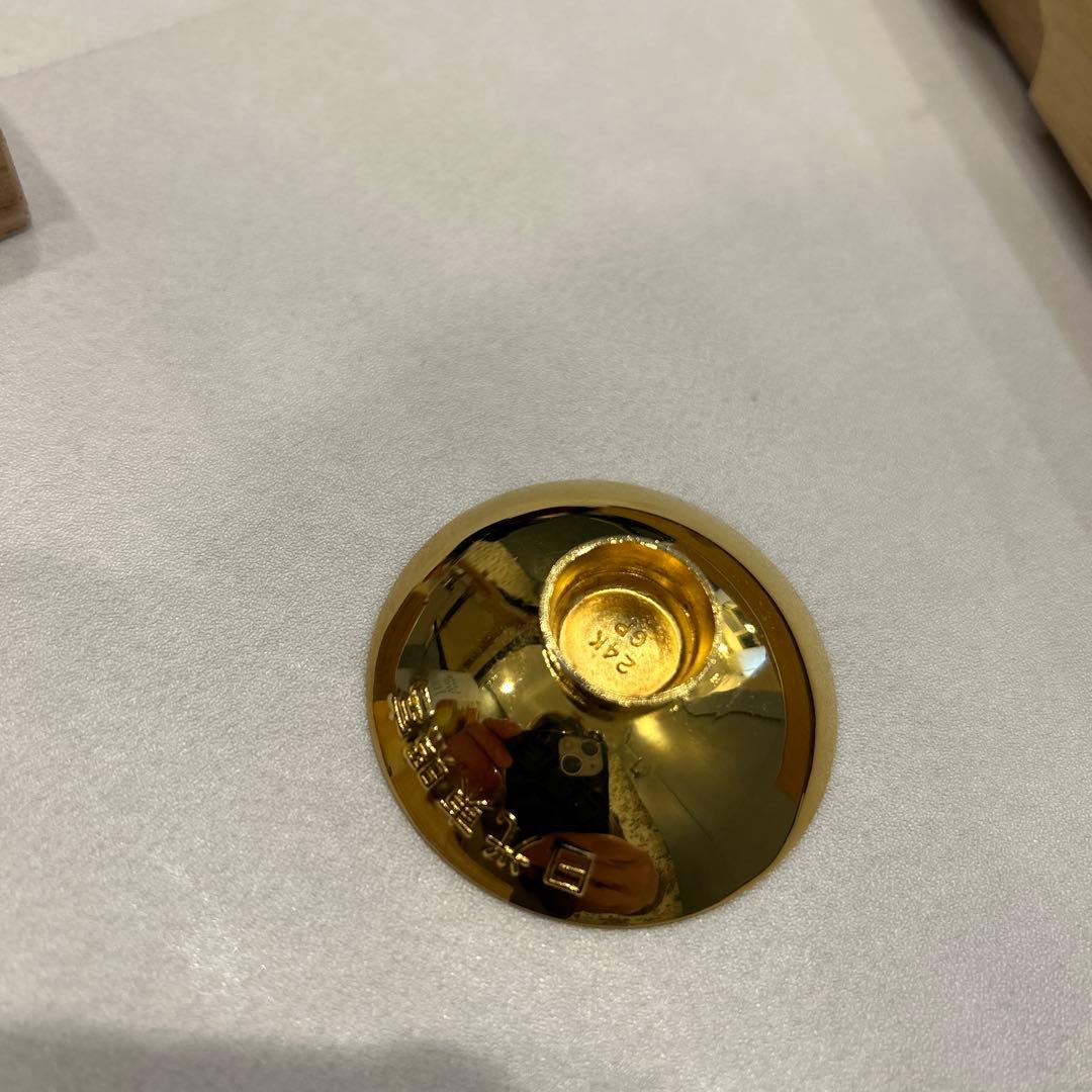 24k 金製小皿 日光東照宮　延命長寿　木箱付き
