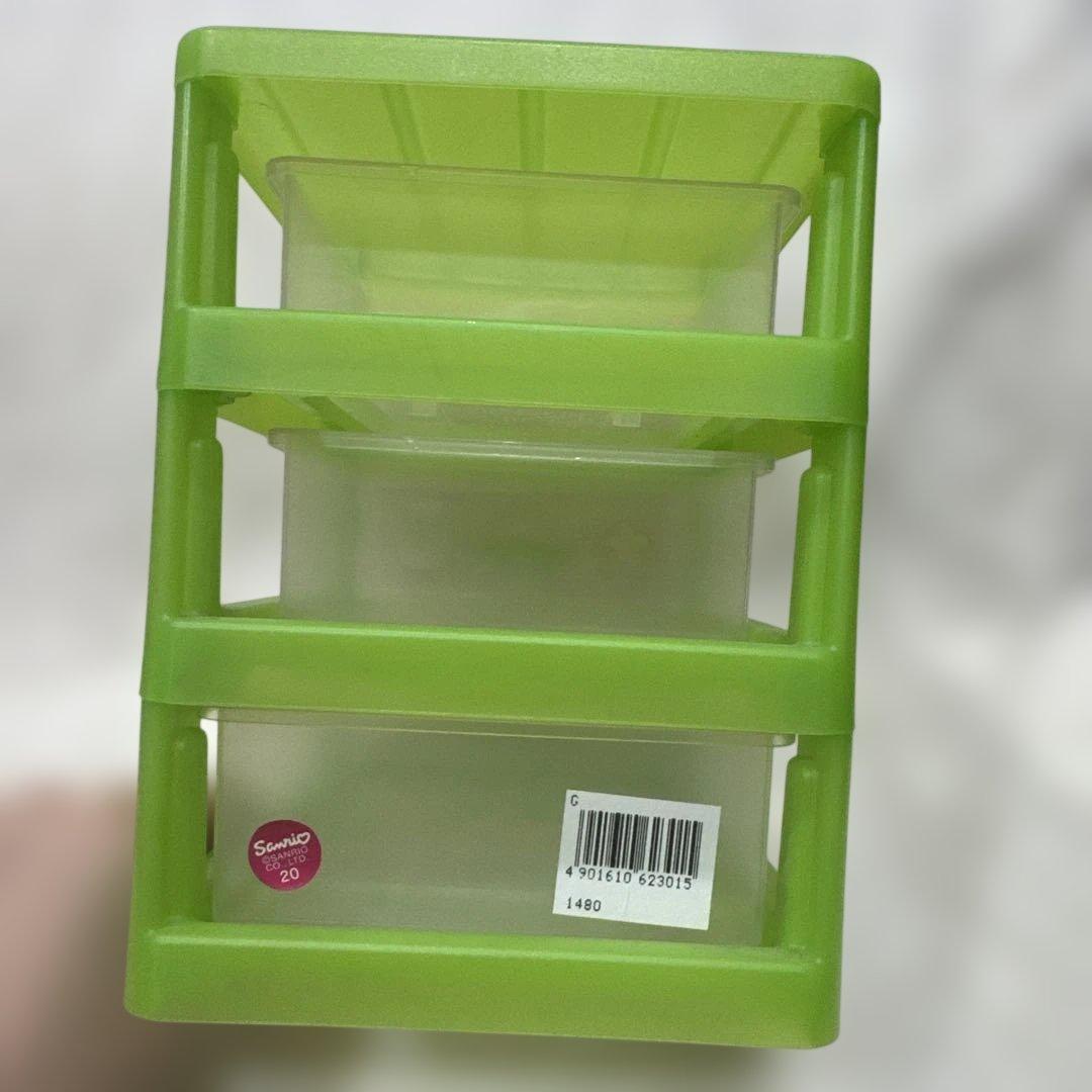 平成レトロ ハローキティ 3段ミニチェスト　オレンジ　グリーン　セット