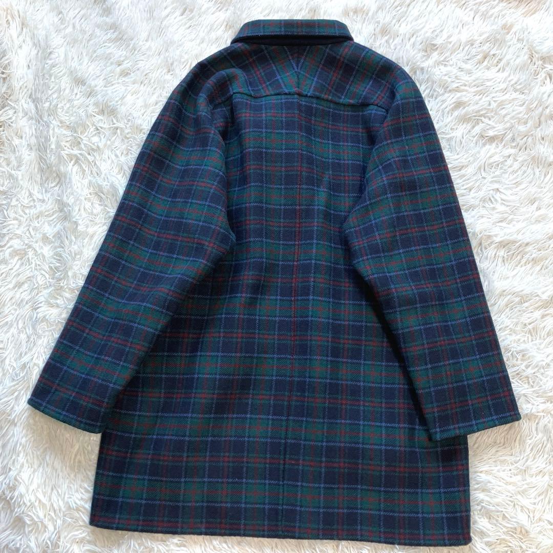 DAKS ダックス リバーシブルコート ダブル チェック ネイビー ミドル丈