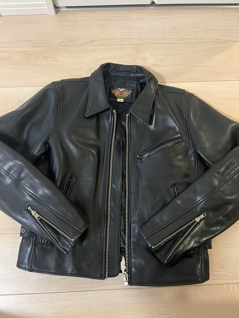 ハーレーダビットソン　ブラックレザーシングルライダースジャケット