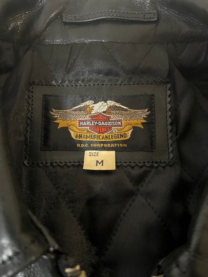 ハーレーダビットソン　ブラックレザーシングルライダースジャケット