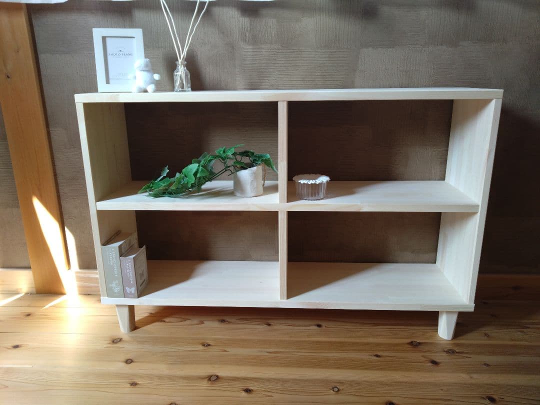 【送料無料】天然木　赤松集成材　足付きスタッキングシェルフ　子供本棚飾り棚収納棚