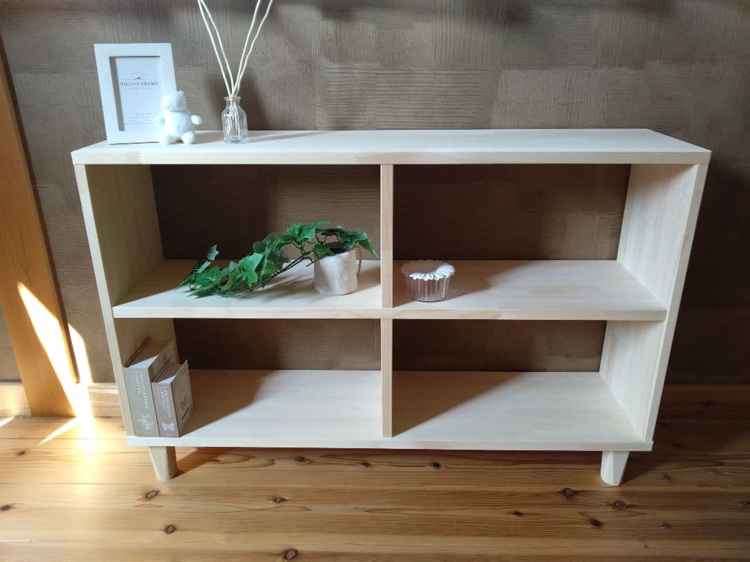 【送料無料】天然木　赤松集成材　足付きスタッキングシェルフ　子供本棚飾り棚収納棚