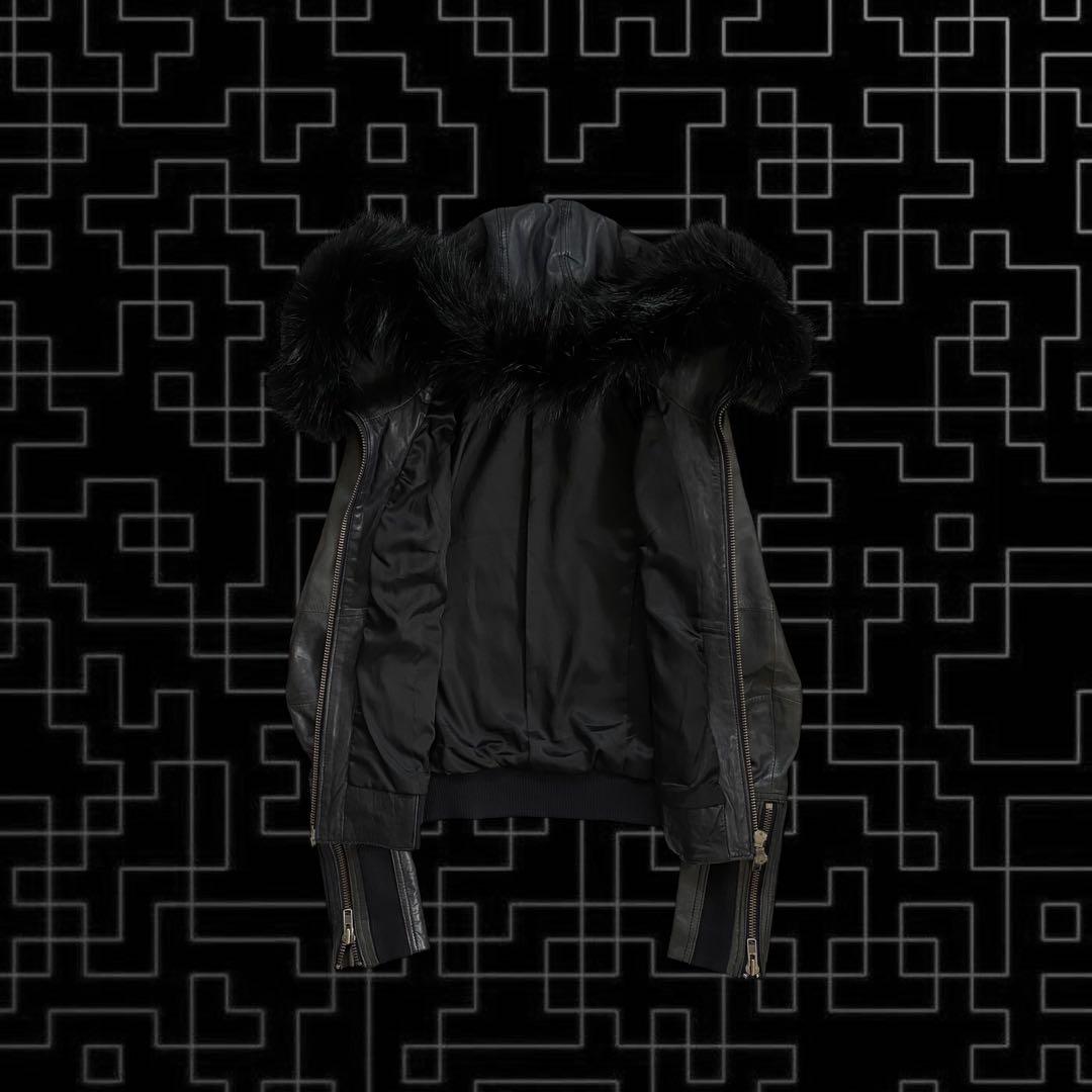 ジャケット・アウター 00s archive fur leather hoodie y2k punk