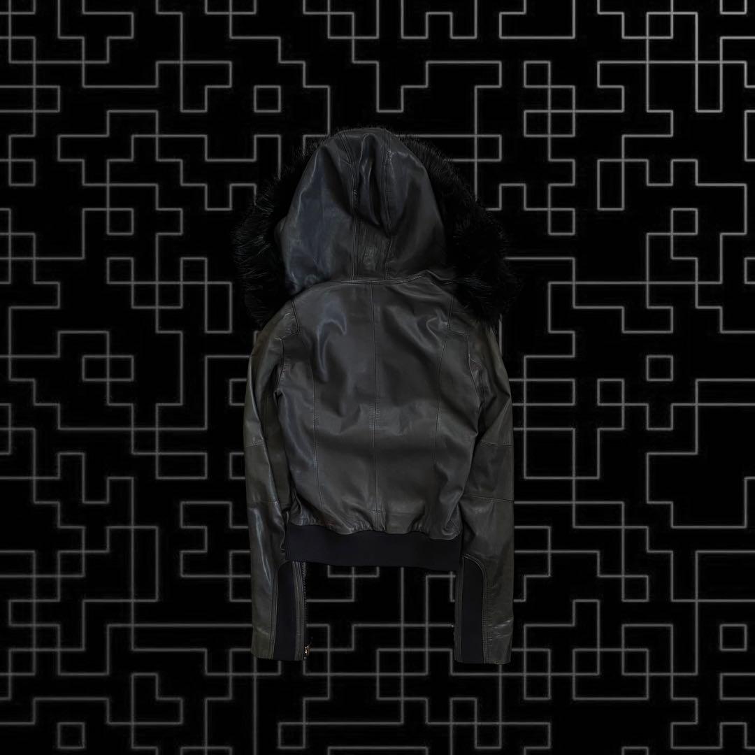 ジャケット・アウター 00s archive fur leather hoodie y2k punk