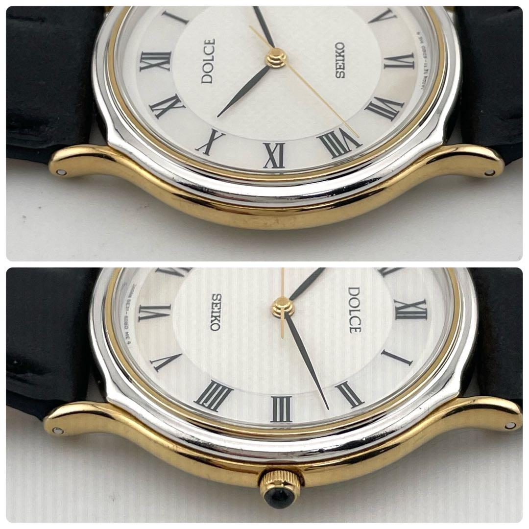 【稼働/新品電池/新品ベルト】セイコー　ドルチェ　シェル文字盤　コンビ　腕時計