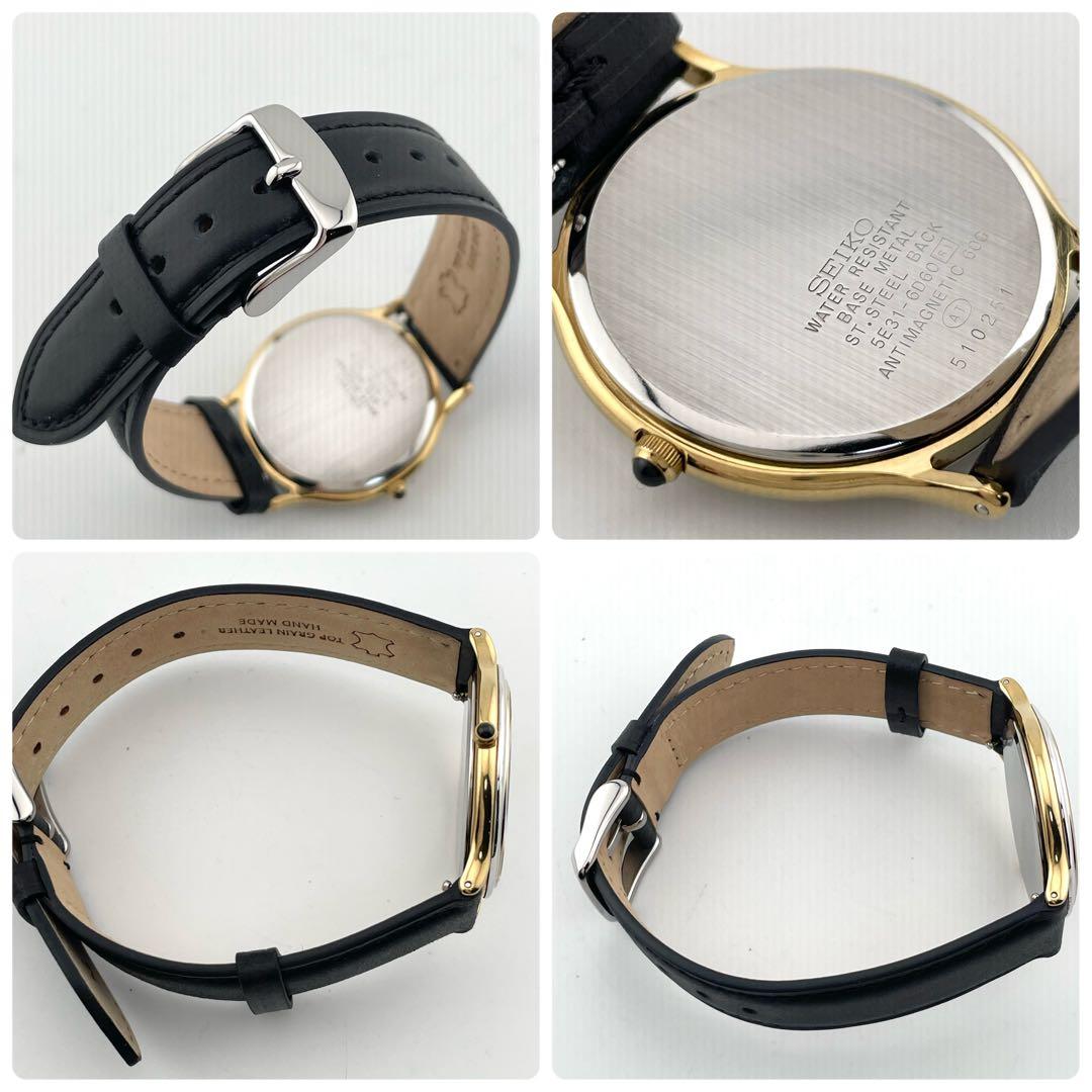 【稼働/新品電池/新品ベルト】セイコー　ドルチェ　シェル文字盤　コンビ　腕時計