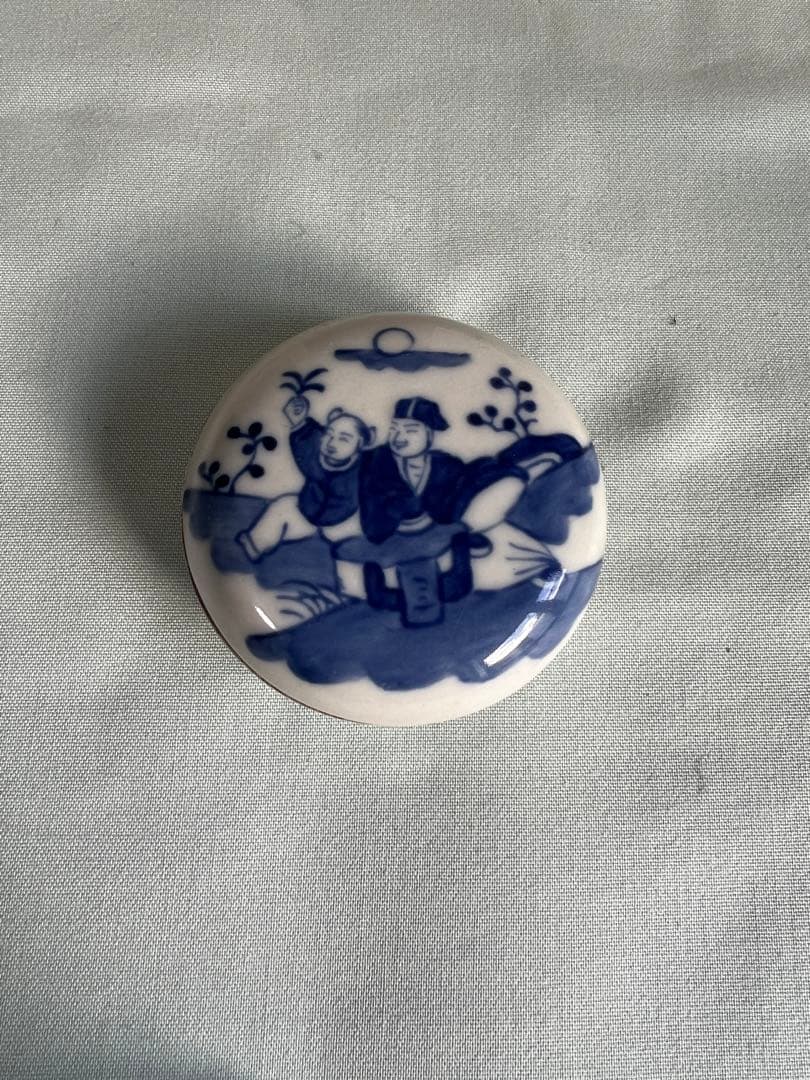 中国古美術 古染付 人物 香合