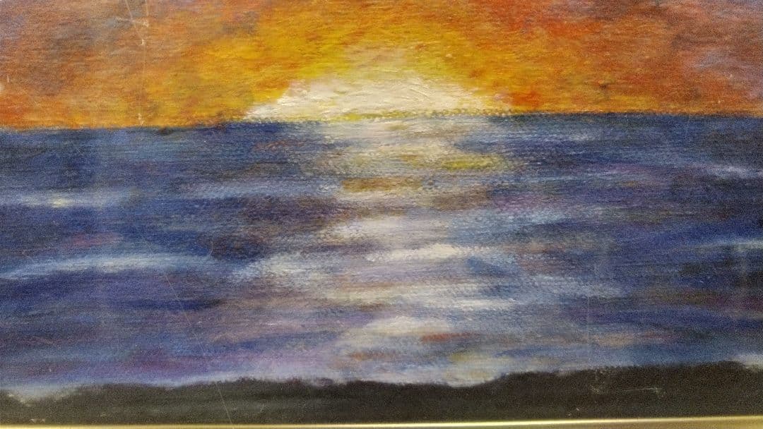 油絵(自作)：ハワイの夕陽　自分が欲しい油絵を描いてます。世界で１枚の油絵です。