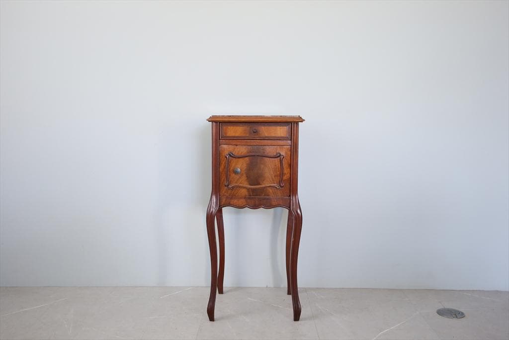 フランスアンティーク木製*大理石キャビネット/ナイトテーブル机(90-35-1)