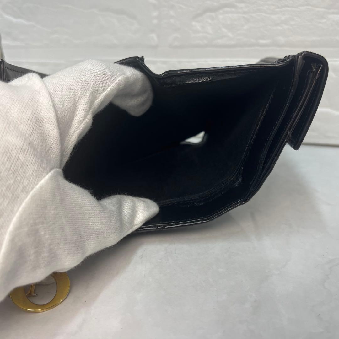 Dior 財布 レディディオール カナージュ ロータスウォレット エナメル 三折