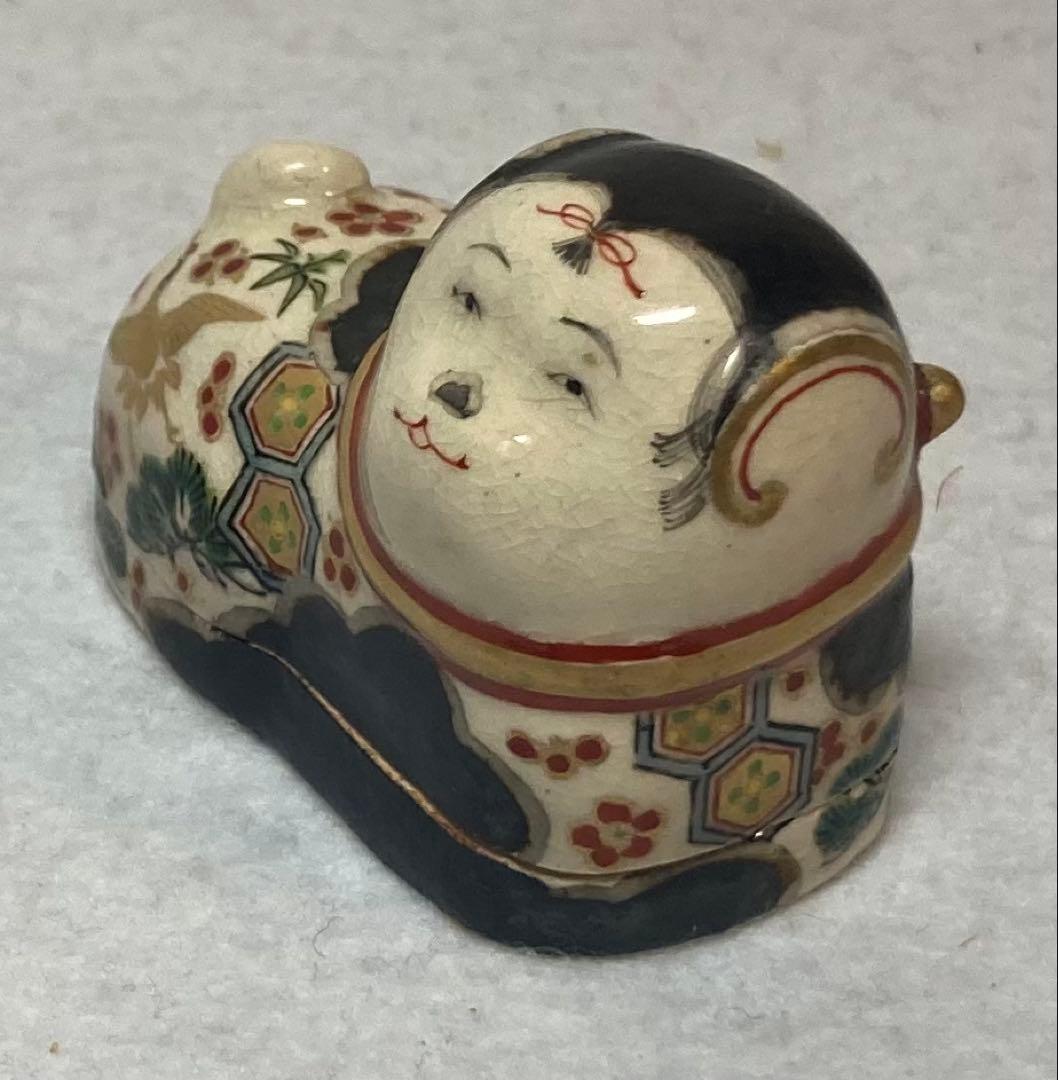 B400h「犬張子 香合」伊東陶山造　共箱　京焼　香道具　茶道具　キズ有