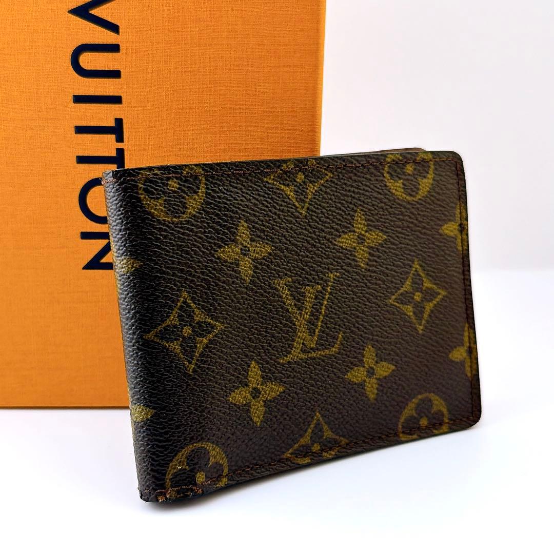 【美品】ルイヴィトン モノグラム　ミュルティプル　二つ折り財布　ブラウン