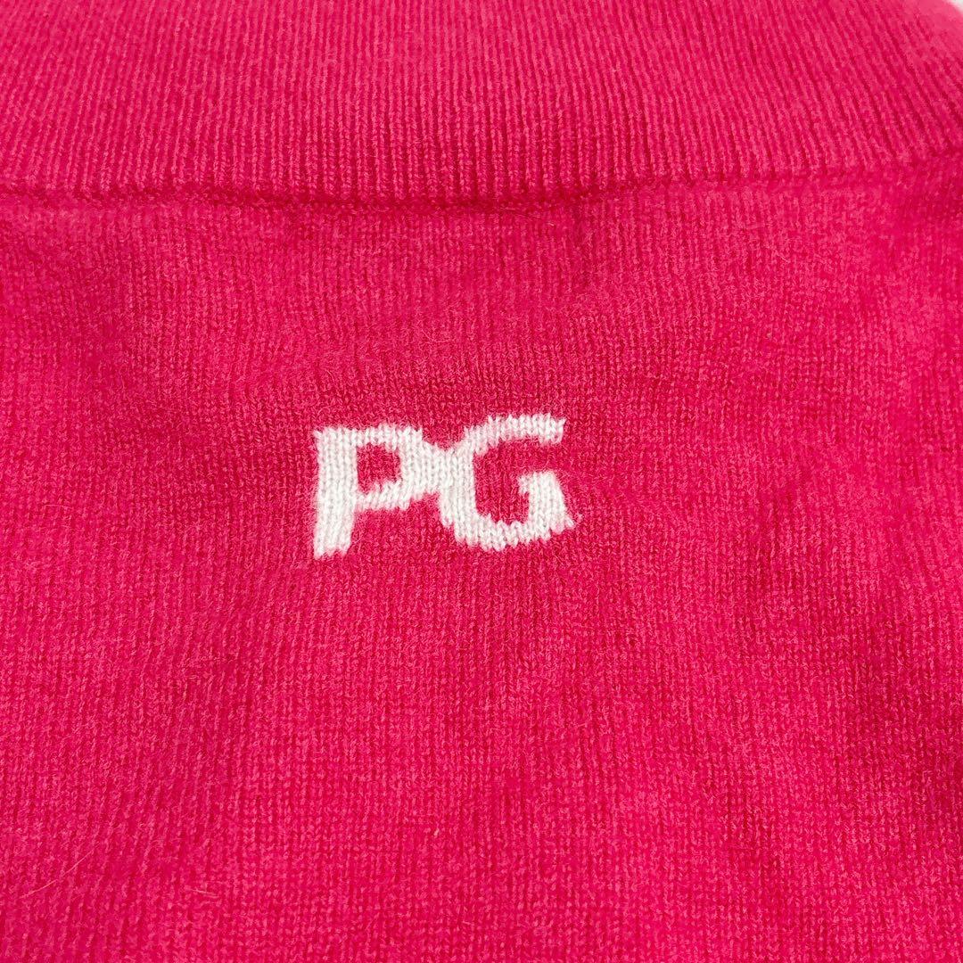 パーリーゲイツ　カシミヤ100% ジップアップニット　ピンク　ロゴ