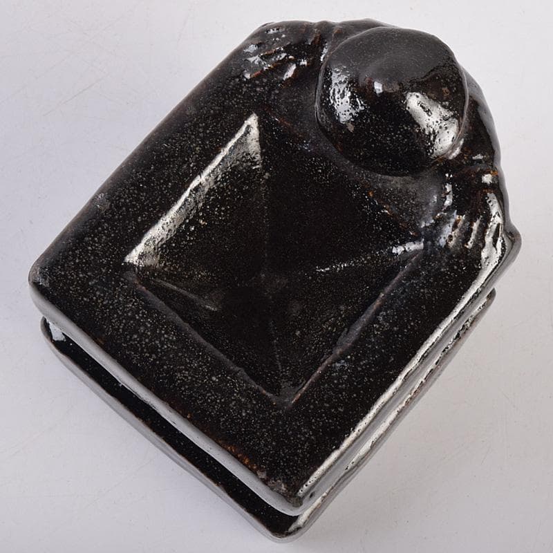 茶道具　楽吉左衛門　九代了入作　一閑人　蓋置　共箱　V　R9013