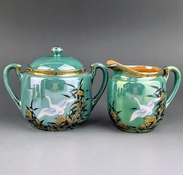 【希少】オールドニッポン ジュエル ティーセット ラスター彩 フライングスワン