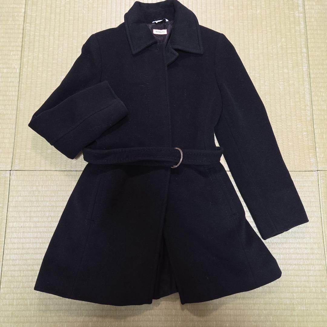 MAX&Co アンゴラ混 チェスターコート Aライン ブラック M相当 ベルト