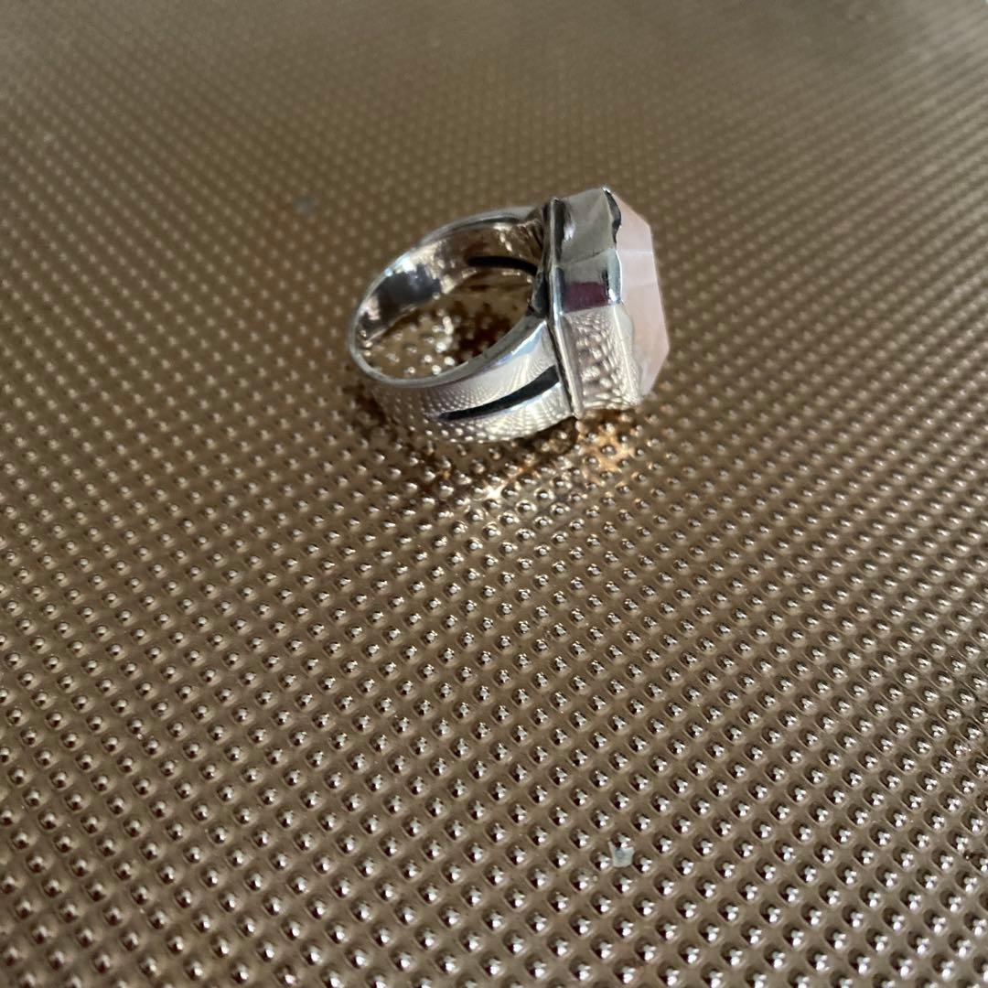 美品★SAD黒夢　清春ブランド★ローズクオーツsilver925リング18号
