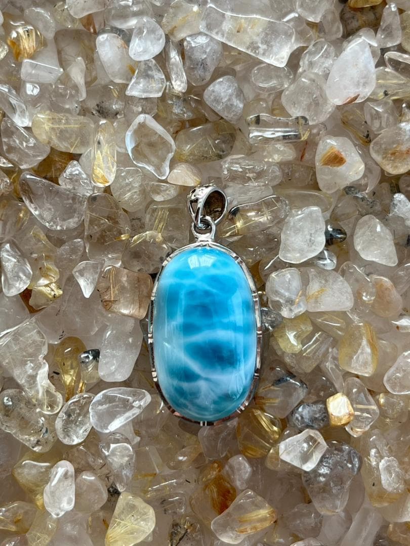 momo出品。極美！！ラリマー ペンダント ヒーリング 海 癒し イルカ