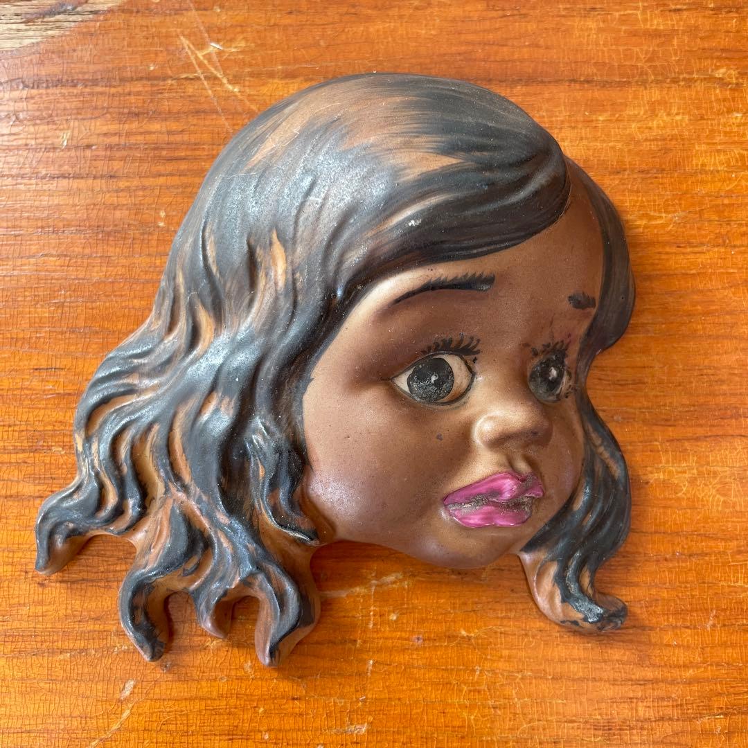 ミッドセンチュリー　50’s 壁掛け　女の子　顔　ヴィンテージ