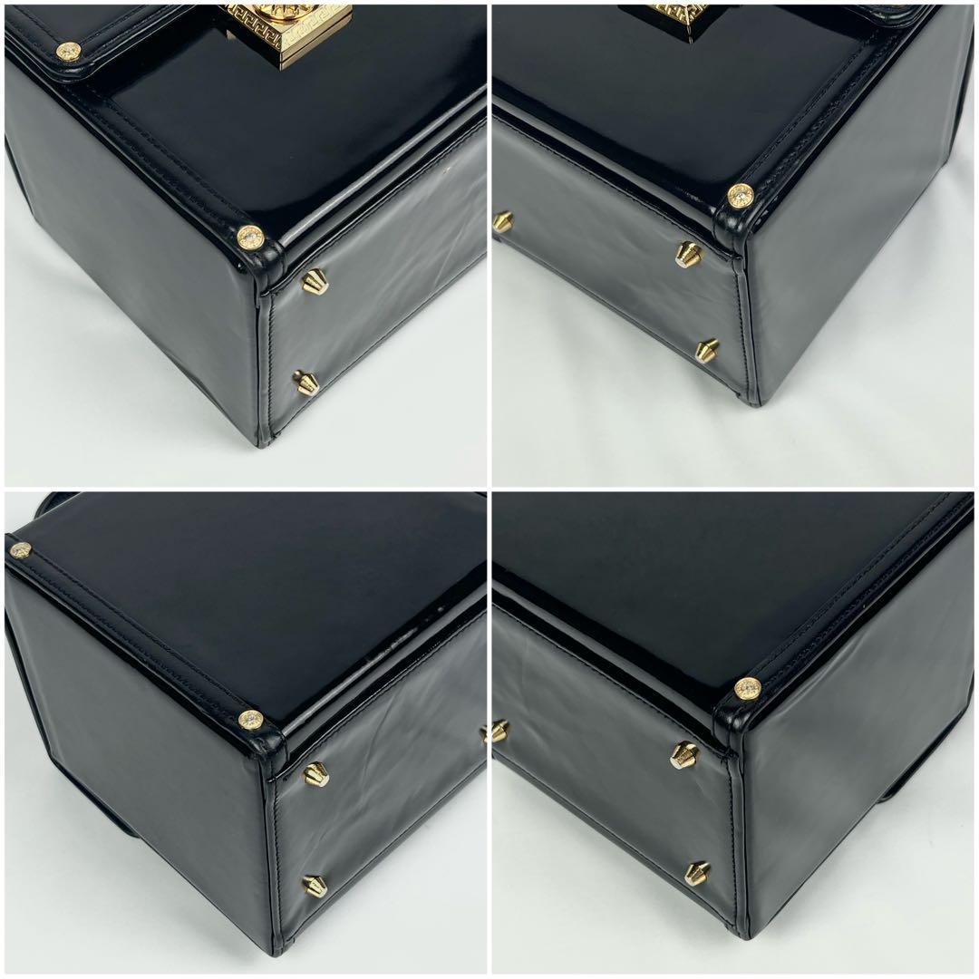 美品 VERSACE ヴェルサーチ バニティ ハンドバッグ サンバースト レザー