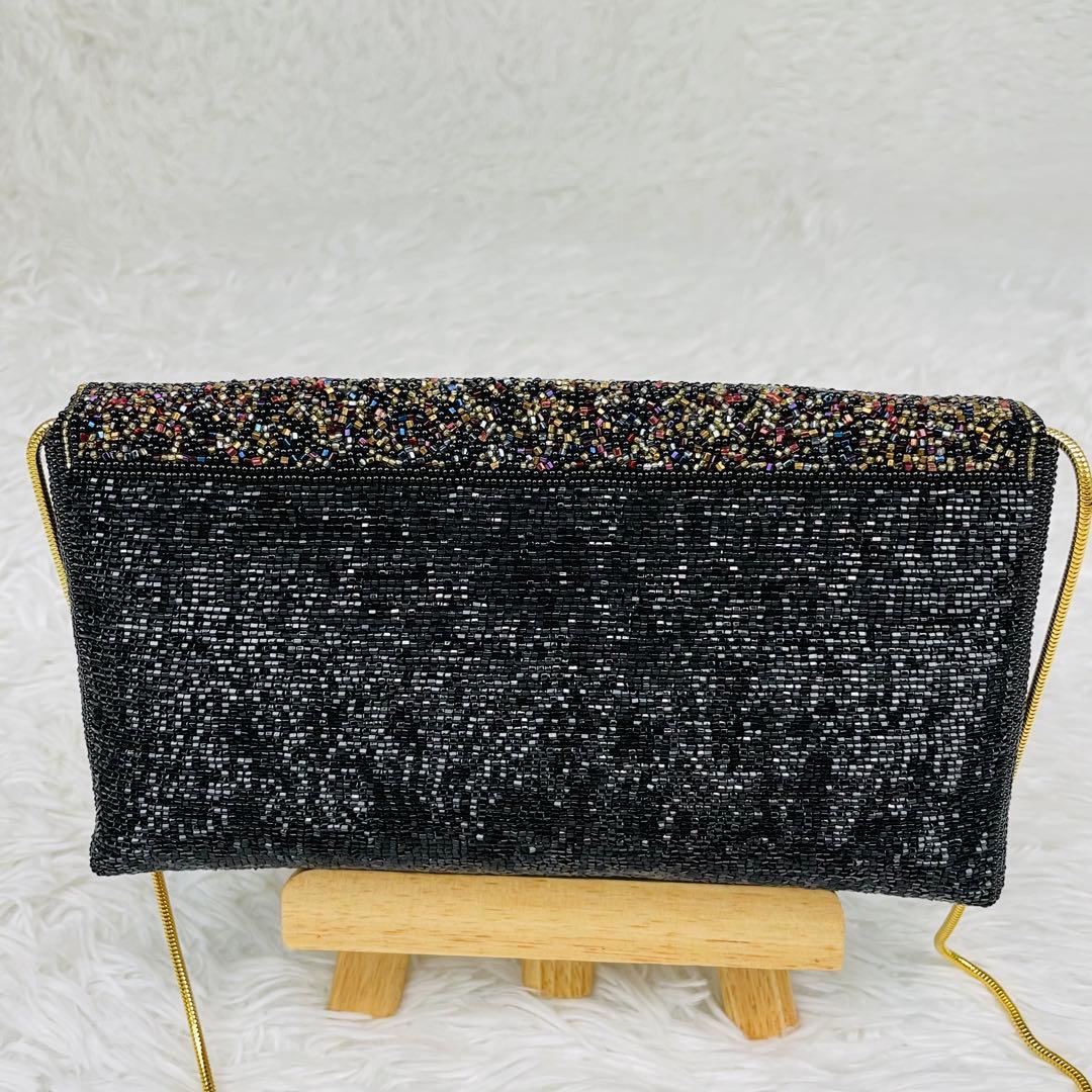 極美品✨皇室御用達✨Lumyはしもと✨ビーズバッグ✨パーティーバッグ✨黒
