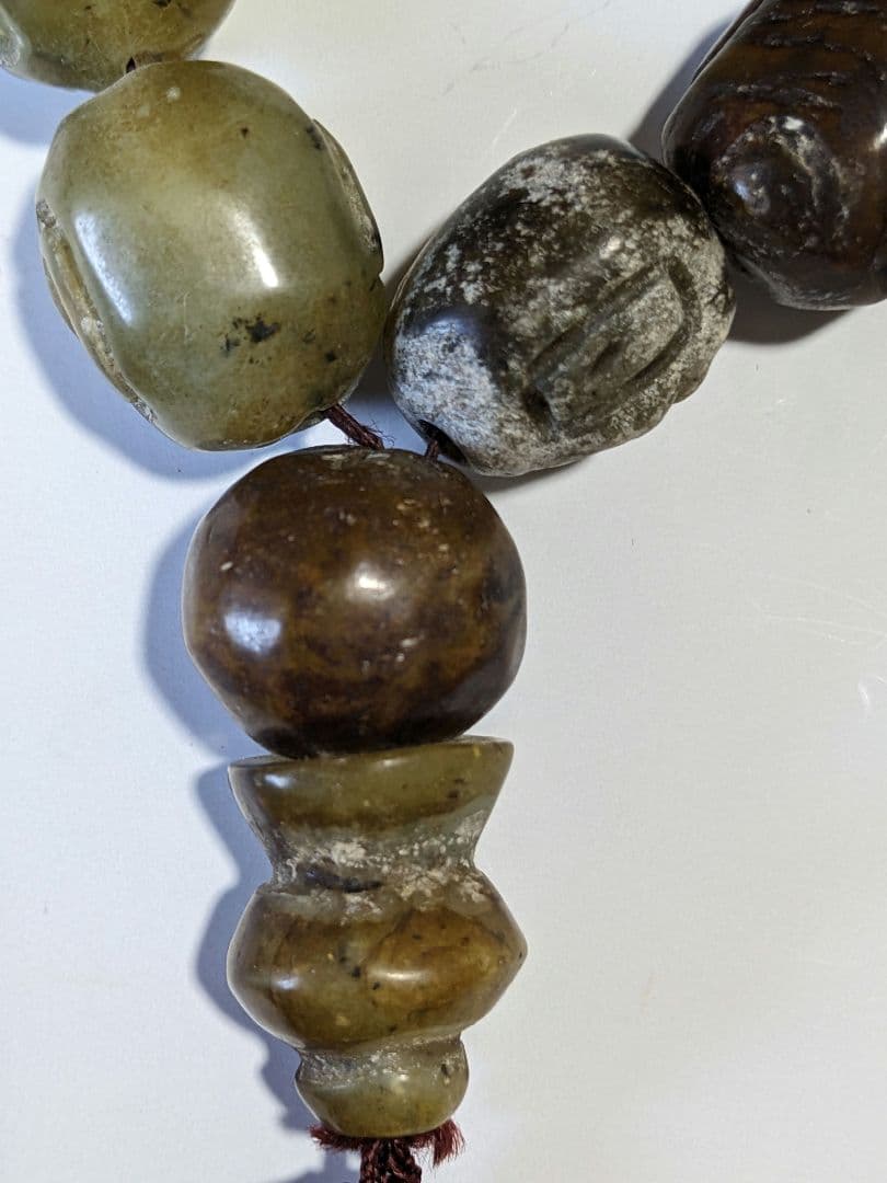 ♦珍物 チベット仏教 古美術品 大数珠 人面顔 手彫り 仏具 根付 緒締 骨董品