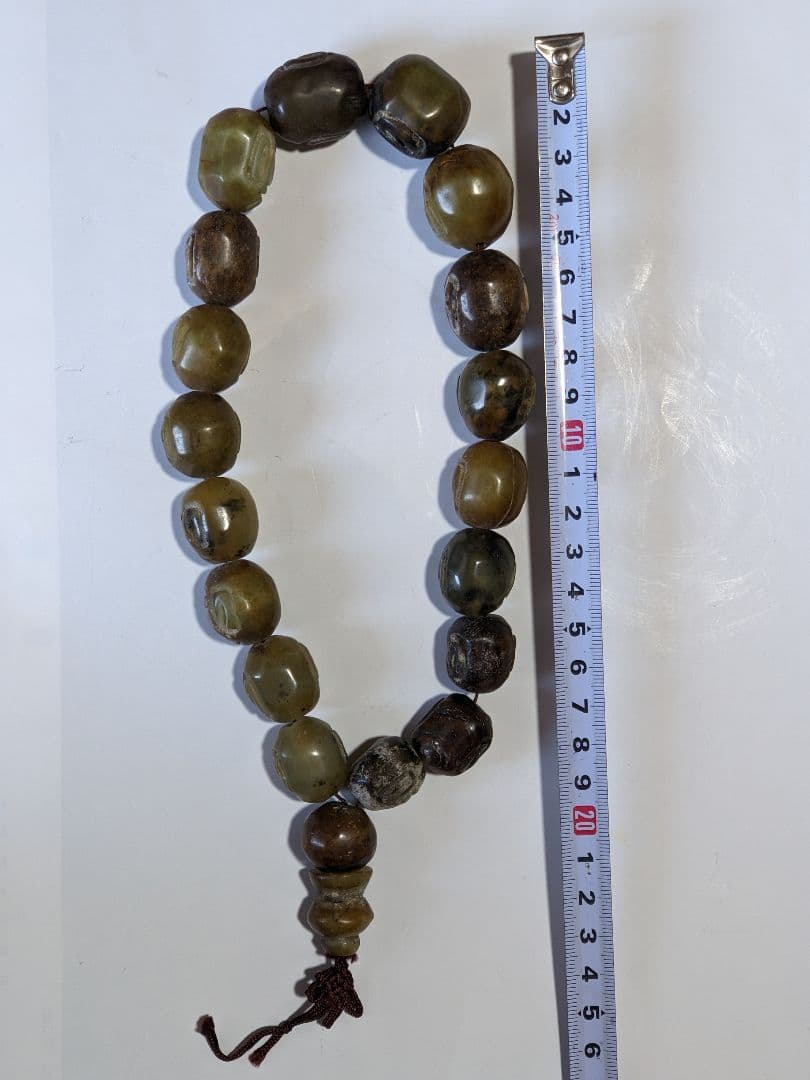 ♦珍物 チベット仏教 古美術品 大数珠 人面顔 手彫り 仏具 根付 緒締 骨董品