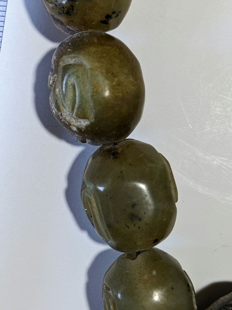 ♦珍物 チベット仏教 古美術品 大数珠 人面顔 手彫り 仏具 根付 緒締 骨董品