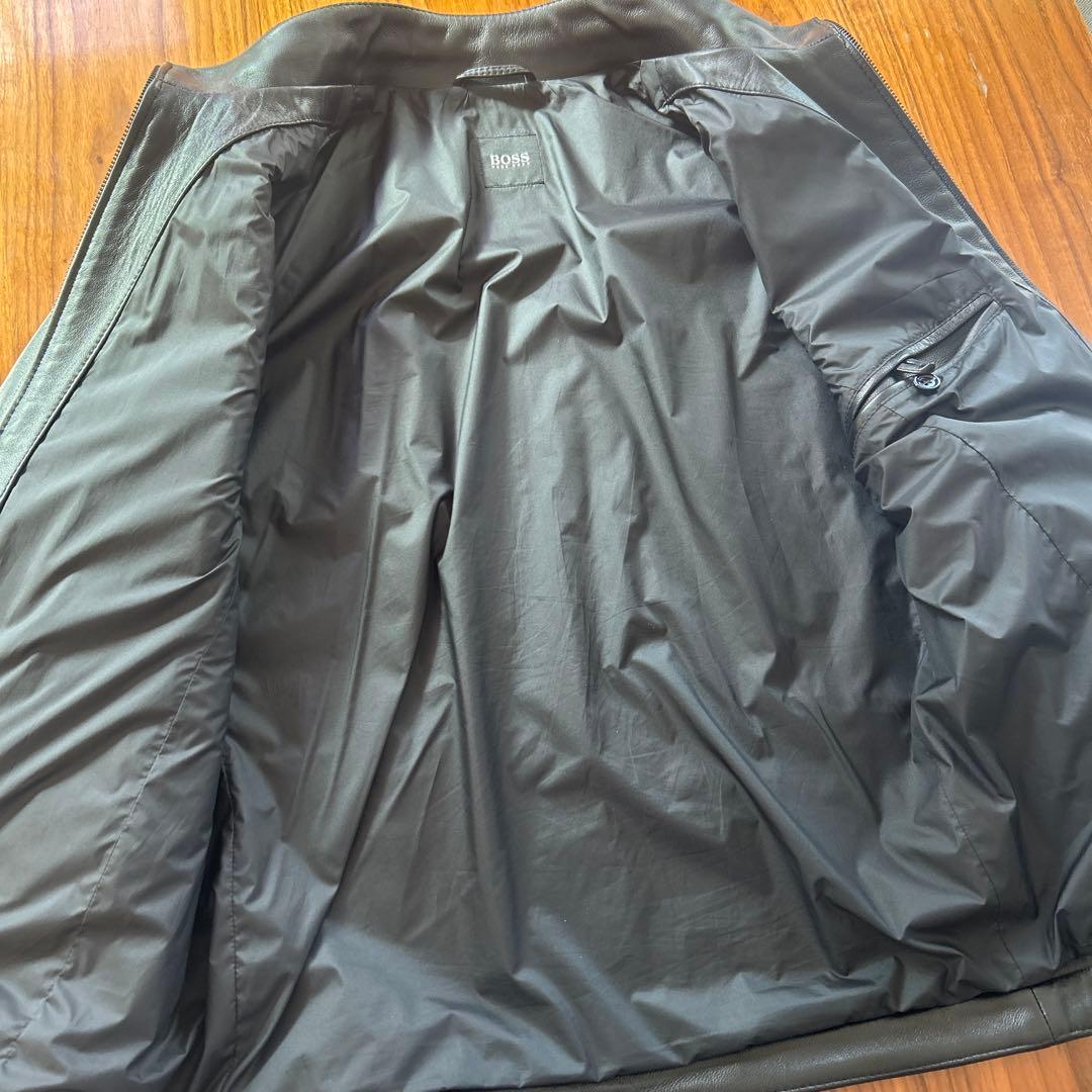 ヒューゴボス　レザーシングルライダースジャケット　46