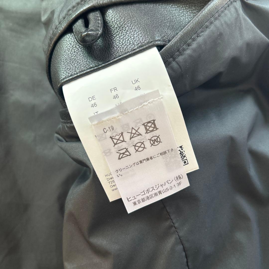 ヒューゴボス　レザーシングルライダースジャケット　46