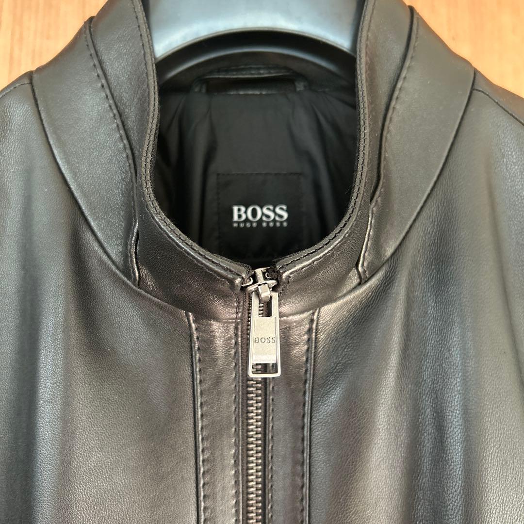 ヒューゴボス　レザーシングルライダースジャケット　46