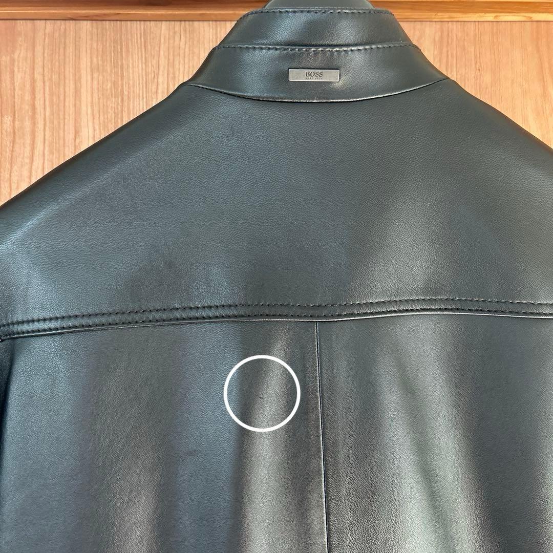 ヒューゴボス　レザーシングルライダースジャケット　46