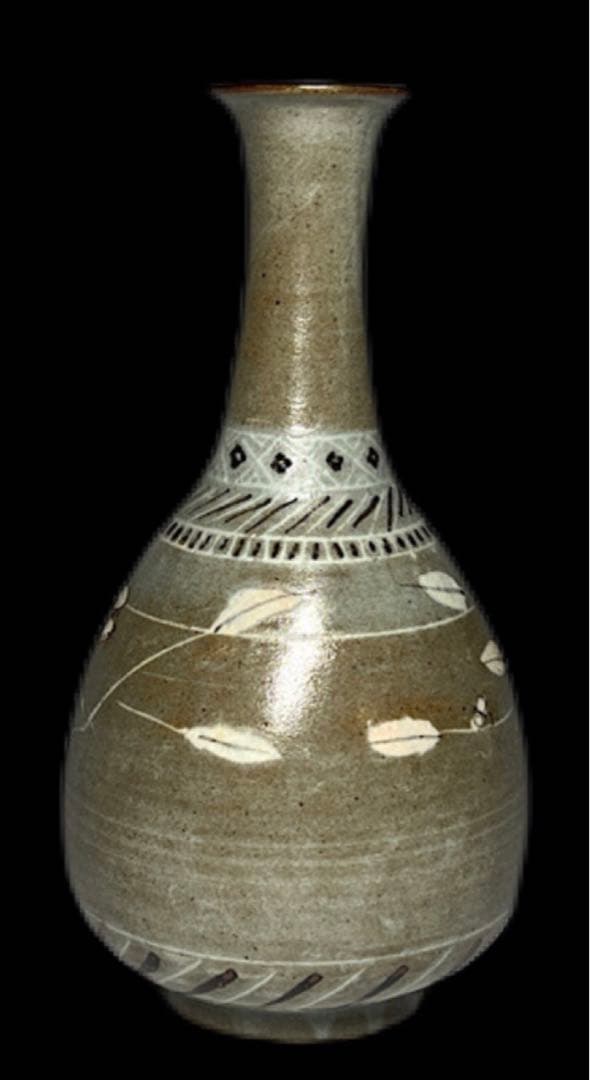 九谷焼 外志作 象嵌壺 共箱付 大型21cm