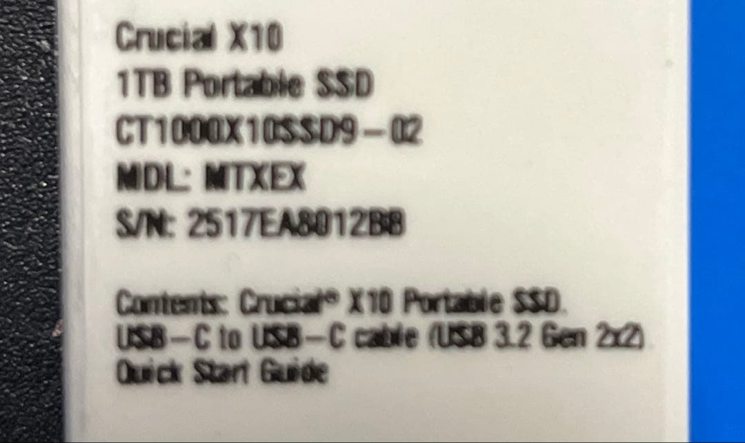 Crucial 外付け SSD 1TB CT1000X10SSD9-02