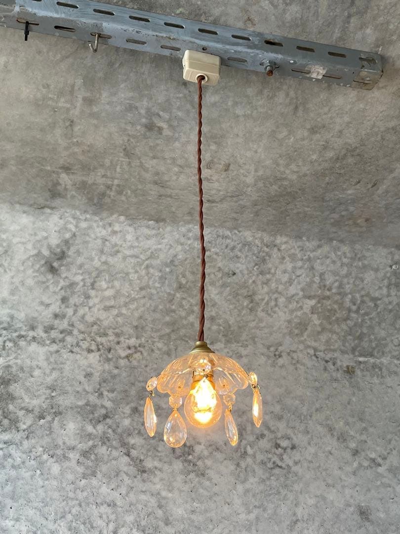 16. フランス ガラス 小さな吊下げランプ　アンティーク ミニ シャンデリア