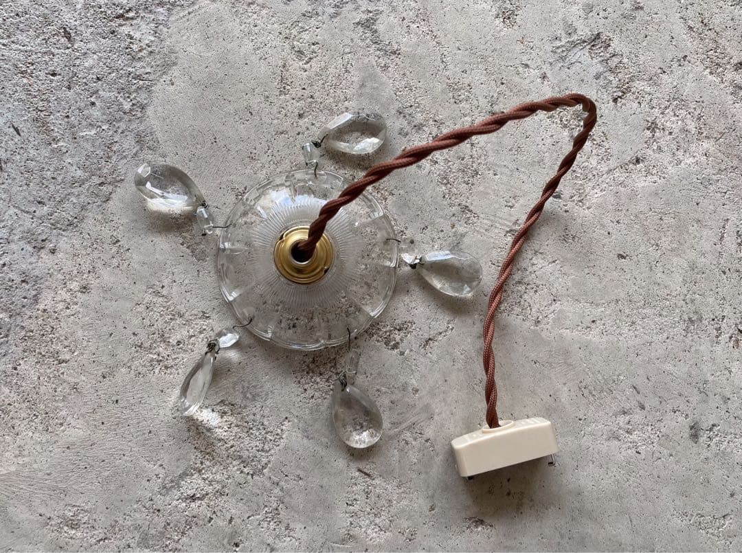 16. フランス ガラス 小さな吊下げランプ　アンティーク ミニ シャンデリア