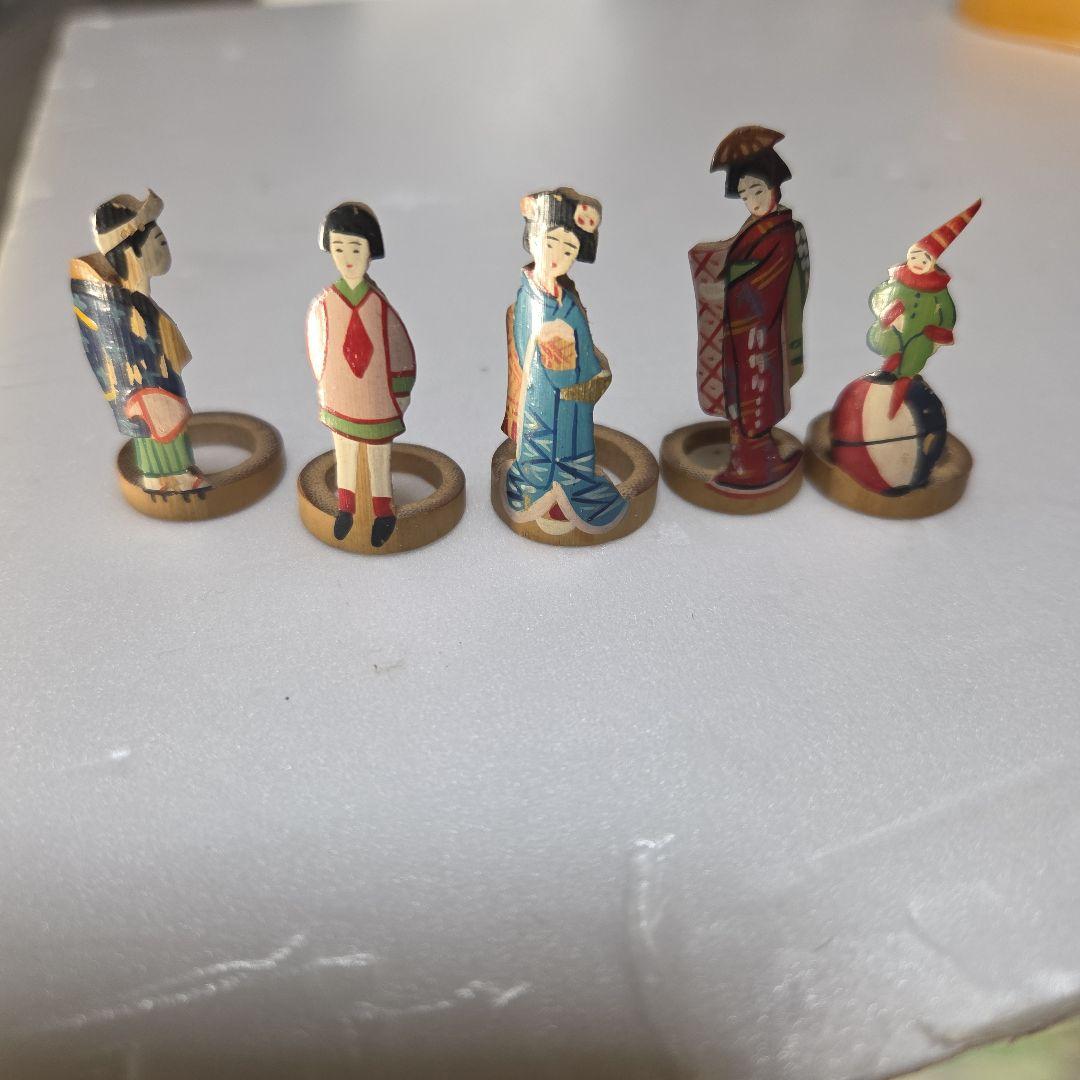 珍品　レトロな 竹細工人形５体　アンティーク