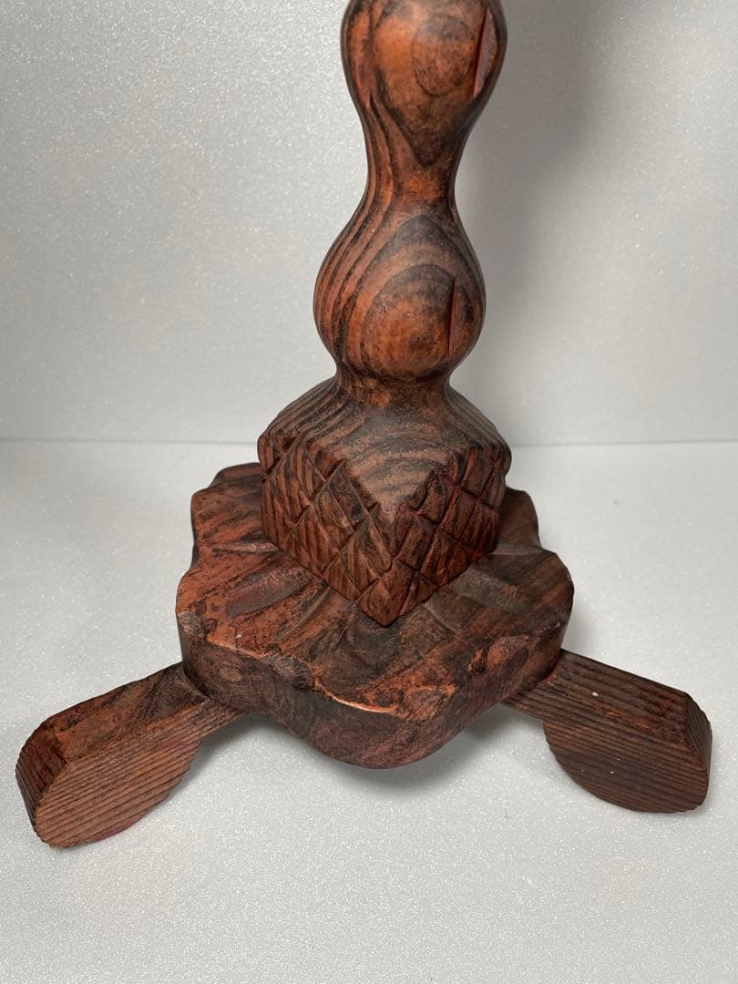 木製円形テーブル 猫型椅子 波型天板セット