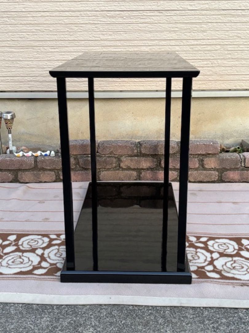 茶道具 木製 黒真塗 真台子 組立式 利休好み 大棚 茶棚 飾り棚 紙箱付